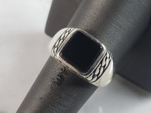 Load image into Gallery viewer, Mens Estate Sterling Silver Modernist Onyx Ring 6.4g E6432