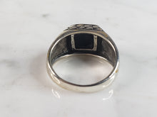 Load image into Gallery viewer, Mens Estate Sterling Silver Modernist Onyx Ring 6.4g E6432