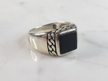 Load image into Gallery viewer, Mens Estate Sterling Silver Modernist Onyx Ring 6.4g E6432