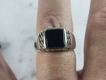 Load image into Gallery viewer, Mens Estate Sterling Silver Modernist Onyx Ring 6.4g E6432