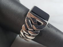 Load image into Gallery viewer, Mens Estate Sterling Silver Modernist Onyx Ring 8.9g E6433