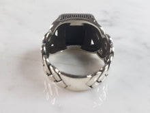Load image into Gallery viewer, Mens Estate Sterling Silver Modernist Onyx Ring 8.9g E6433