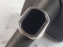 Load image into Gallery viewer, Mens Estate Sterling Silver Modernist Onyx Ring 13.2g E6435