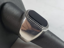 Load image into Gallery viewer, Mens Estate Sterling Silver Modernist Onyx Ring 13.2g E6435