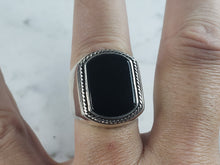 Load image into Gallery viewer, Mens Estate Sterling Silver Modernist Onyx Ring 13.2g E6435
