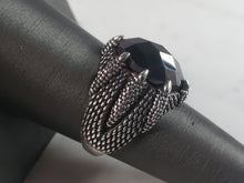 Load image into Gallery viewer, Mens Estate Sterling Silver Modernist Onyx Claw Ring 7.7g E6436