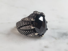 Load image into Gallery viewer, Mens Estate Sterling Silver Modernist Onyx Claw Ring 7.7g E6436
