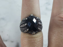 Load image into Gallery viewer, Mens Estate Sterling Silver Modernist Onyx Claw Ring 7.7g E6436