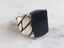 Load image into Gallery viewer, Mens Estate Sterling Silver Modernist Onyx Ring 11.8g E6438