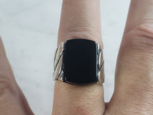 Load image into Gallery viewer, Mens Estate Sterling Silver Modernist Onyx Ring 11.8g E6438