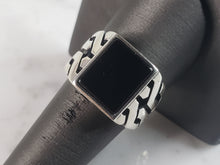 Load image into Gallery viewer, Mens Estate Sterling Silver Modernist Onyx Ring 9.1g E6439