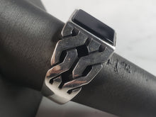 Load image into Gallery viewer, Mens Estate Sterling Silver Modernist Onyx Ring 9.1g E6439