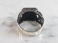 Load image into Gallery viewer, Mens Estate Sterling Silver Modernist Onyx Ring 9.1g E6439