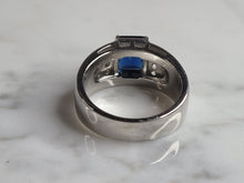 Load image into Gallery viewer, Mens Estate Sterling Silver Modernist Sapphire Ring 10.2g E6440