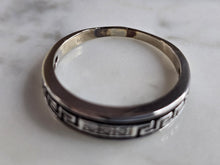 Load image into Gallery viewer, Mens Vintage Estate 14K White Gold Diamond Greek Key Ring, 4.9g E6525