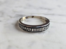 Load image into Gallery viewer, Mens Vintage Estate 14K White Gold Diamond Greek Key Ring, 4.9g E6525