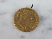 Load image into Gallery viewer, Rare 1865 French France 10 Francs Gold Coin Pendant 3.2g E6579