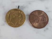 Load image into Gallery viewer, Rare 1865 French France 10 Francs Gold Coin Pendant 3.2g E6579