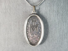 Load image into Gallery viewer, Religious Vintage Estate Sterling Silver Mary Pendant Necklace CREED 13.7g E6606