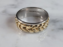 Load image into Gallery viewer, Mens Vintage Estate 14K White & Yellow Gold Wedding Band Ring, 6.4g E6616