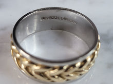 Load image into Gallery viewer, Mens Vintage Estate 14K White & Yellow Gold Wedding Band Ring, 6.4g E6616