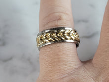 Load image into Gallery viewer, Mens Vintage Estate 14K White & Yellow Gold Wedding Band Ring, 6.4g E6616