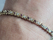 Load image into Gallery viewer, Vintage Estate 14k Gold Diamond & Amethyst Tennis Bracelet 10.8g #E6779