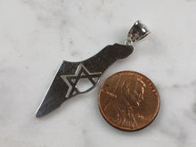 Load image into Gallery viewer, Sterling Silver Jewish Judaica Star of David Israel Pendant Necklace 4.1g E6895