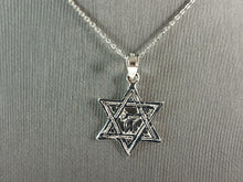 Load image into Gallery viewer, Sterling Silver Jewish Judaica Star of David Chai Pendant Necklace, 2.5g E6896