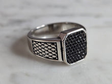 Load image into Gallery viewer, Mens Vintage Estate Sterling Silver CZ Ring 7.8g E7165