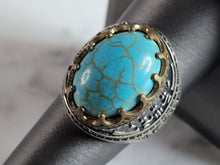 Load image into Gallery viewer, Mens Vintage Estate Sterling Silver Turquoise Ring 14.7g E730