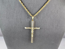 Load image into Gallery viewer, Vintage Estate 10k Gold Jesus Cross Pendant w/ Rope Necklace 6.4g E7386
