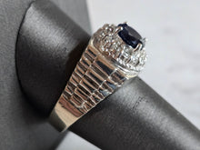 Load image into Gallery viewer, Mens Vintage Estate 14k White Gold Diamond Sapphire Ring 9.3g E7437