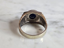 Load image into Gallery viewer, Mens Vintage Estate 14k White Gold Diamond Sapphire Ring 9.3g E7437