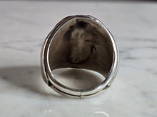 Load image into Gallery viewer, Mens Vintage Sterling Silver Southwestern Turquoise Eagle Ring 17.3g E7469