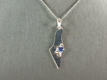 Load image into Gallery viewer, Sterling Silver Jewish Judaica Star of David Israel Pendant Necklace 3.3g E7496