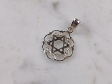 Load image into Gallery viewer, Sterling Silver Jewish Judaica Star of David Pendant Necklace, 2.5g E7498