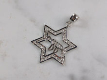 Load image into Gallery viewer, Sterling Silver Jewish Judaica Star of David Chai Pendant Necklace, 2.6g E7499
