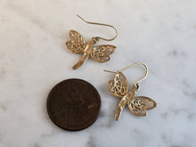 Load image into Gallery viewer, Pr Womens Vintage Estate 10K Multi Tone Gold Dragonfly Earrings, 1.3g E7560