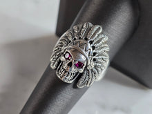 Load image into Gallery viewer, Mens Estate Sterling Silver Chief Head Skull Gothic Ring 6.9g E7837