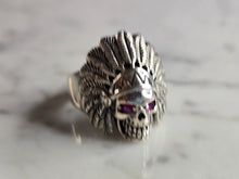 Load image into Gallery viewer, Mens Estate Sterling Silver Chief Head Skull Gothic Ring 6.9g E7837
