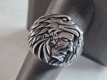 Load image into Gallery viewer, Mens Sterling Silver Eagle Chief Head Ring 11.9g E7838