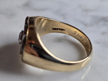 Load image into Gallery viewer, Mens Vintage Estate 14K Gold Free Masons Diamond Ring WWII Era 15.9g E7941