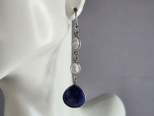 Load image into Gallery viewer, Pr Womens Sterling Silver Lapis Lazuli Moonstone Dangle Earrings 5.4g E7961