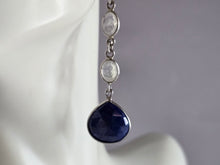 Load image into Gallery viewer, Pr Womens Sterling Silver Lapis Lazuli Moonstone Dangle Earrings 5.4g E7961