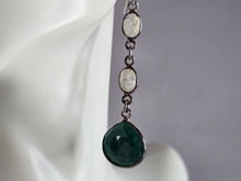 Load image into Gallery viewer, Pr Womens Sterling Silver Aventurine Moonstone Dangle Earrings 5.2g E7962