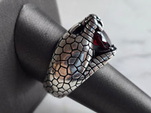 Load image into Gallery viewer, Mens Sterling Silver Gothic Snake Ring 14.6g E7987