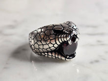 Load image into Gallery viewer, Mens Sterling Silver Gothic Snake Ring 14.6g E7987