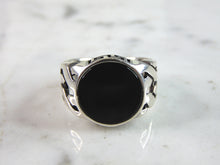 Load image into Gallery viewer, Mens  Estate Sterling Silver Modernist Onyx Ring 9.7g E1337