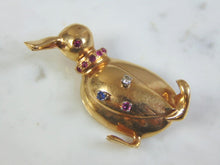 Load image into Gallery viewer, Attractive Vintage Estate 14K Yellow Gold Duck Brooch w/ Gemstones, 14.5g E1878